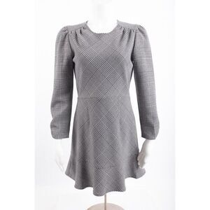 Dra Womans Gordon Plaid Lydia Dress Size L Black White Long Sleeve NWT